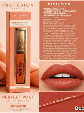 New Perfect Pout Liquid lip tint Soft Matte Grateful by profusion cosmetic